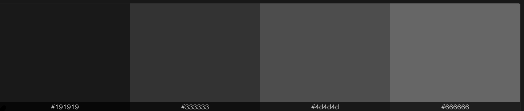 A black saturation scale with shade of black on the left end and a light gray on the right with varying shades of gray in between.