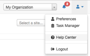 Screen shot of Help Center link in DubBot menu