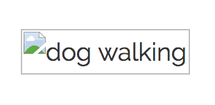 Broken image icon with the words Dog Walking