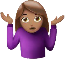 I don't know emoji, shoulders are raised up, both hands are above the shouders